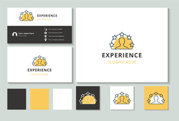 Experience logo design with editable slogan. Branding book and business card template.