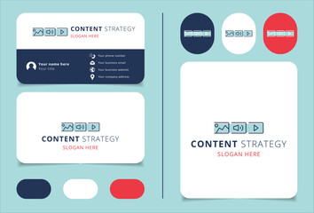 Content strategy logo design with editable slogan. Branding book and business card template.