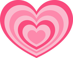Y2k pink heart. Groovy girly retro shape. Aesthetic trendy design element. Valentine abstract sticker.