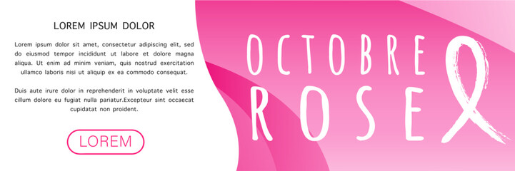 Octobre rose avec ruban - Bannière web - obrazy, fototapety, plakaty