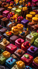 Colorful Western Pastries,close up of colorful cake Desserts