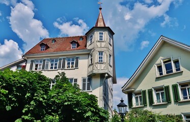 Fototapeta na wymiar Haus mit Erkertürmchen, St. Gallen, Schweiz