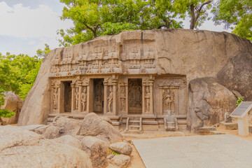 ancient sculpture temple of the city of historic city - mamallapuram - tamil nadu 