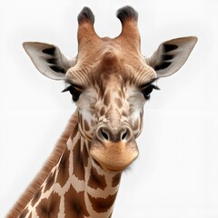Cute portrait of a giraffe on a white background. Generative AI