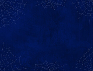 Happy Halloween background in spider web. Quirky grunge background hung with cobwebs. Vector graphics