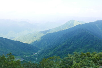 Fototapeta premium Mount Tanigawa is One of Japan’s famous 100 mountains. Mount Tanigawa, Tanigawadake is a craggy, rugged mountain found on the border of Gunma and Niigata prefectures in northern Minakami.
