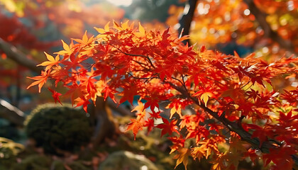 Red Japanese Maple Tree in a Garden
