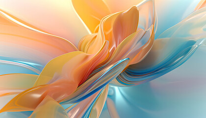 Abstract Flower in Orange, Blue, and White