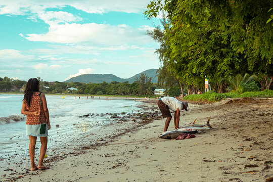 Apr&egrave;s la P&ecirc;che aux thons Ile Maurice Tamarin plage.