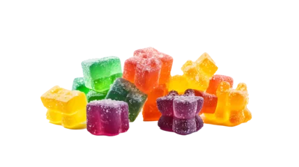 Foto op Canvas Medical cannabis CBD-infused rainbow gummy candy edibles transparent png background. Cannabis gummy cbd edibles png © Shahjahangdb