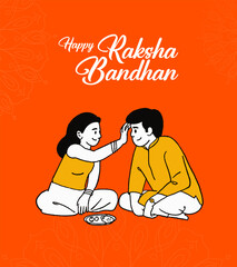 Rakhsha Bandhan text in Hindi with brother and celebrating Raksha Bandhan festival background editable template design