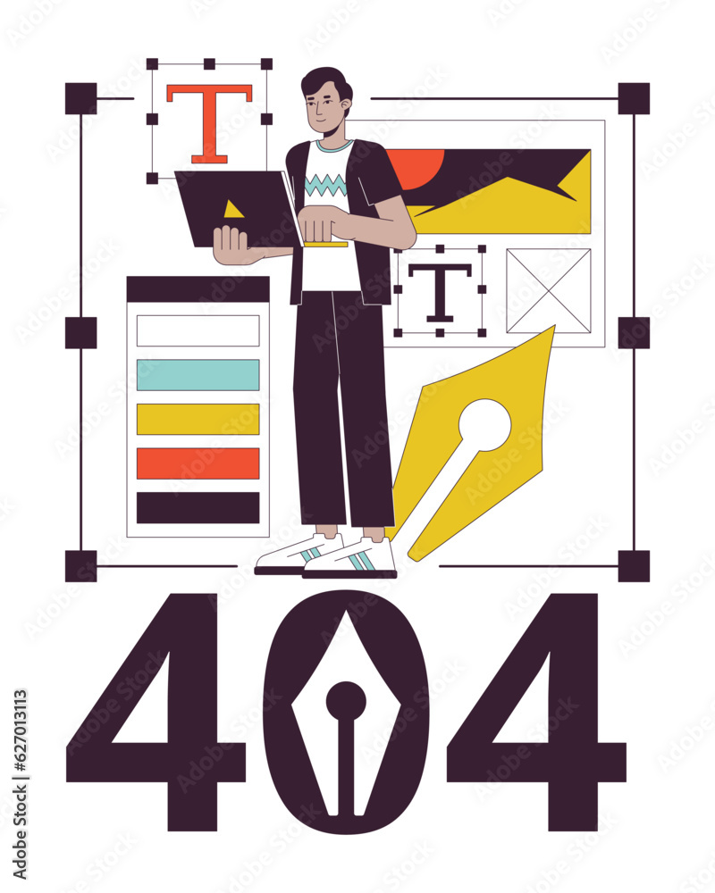 Poster freelancer web designer error 404 flash message. ui and ux designer. empty state ui design. page not