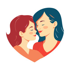 mother and girl, logo happy family vector