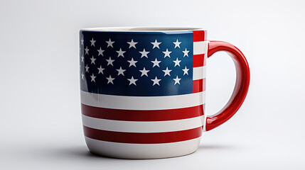 Coffe cup USA flag bconcept - 3d illustration. Generative Ai