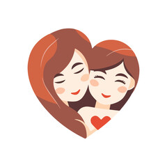 mother and girl, logo happy family vector