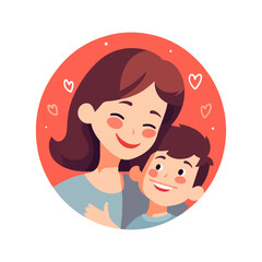mother and son logo vector