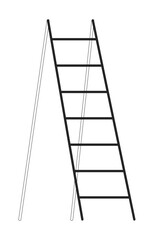 Wooden ladder flat monochrome isolated vector object. Folding step ladder. Editable black and white line art drawing. Simple outline spot illustration for web graphic design