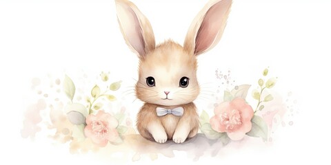 Watercolor Bunny   Charming Watercolor Bunny - Adorable Cuteness - Whimsical Illustration - Soft Watercolor Tones - Playful Charm  Generative AI Digital Illustration