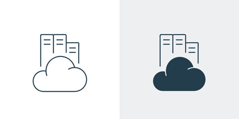 Cloud Server Icon Vector. Outline illustration of Cloud library and cloud server