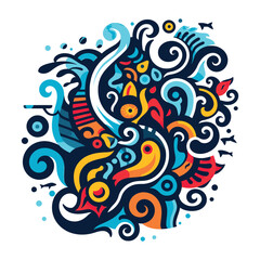 Aquatic Harmony, Exploring Vibrant Abstract Fish Illustration through Pop Art. Vector Illustration