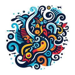 Fototapeta premium Aquatic Harmony, Exploring Vibrant Abstract Fish Illustration through Pop Art. Vector Illustration