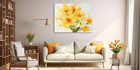 Daffodil Watercolor Sunny Petals - Brushstrokes of Joy - Expressing Daffodils' Radiance on Paper. A splash of happiness on your walls   Generative AI Digital Illustration