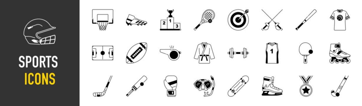 Simple Set of sport icons. Premium style icons pack. Vector illustration
