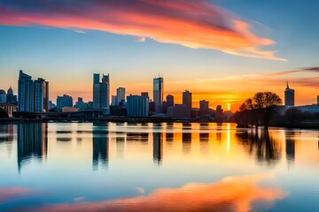 sunset over the river