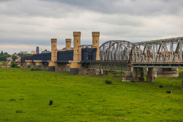 Fototapeta premium Old bridge on the river Vistula in Tczew, Poland