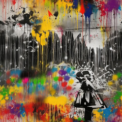 Graffiti art seamless repeat pattern, colorful funky 
