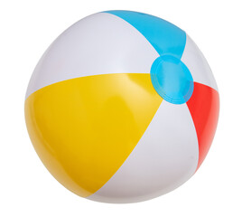 Beach ball isolated on transparent background, PNG, Summer vacations by the sea, kids fun 