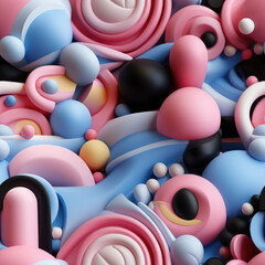 Colorful abstract 3d seamless repeat futuristic pattern
