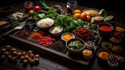 soft kitchen spices on the table