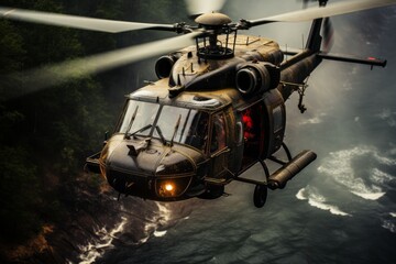 Powerful imagery of marines operating aircraft and helicopters, demonstrating their aerial prowess. Generative AI