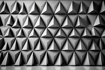 3D polished triangular tiles on concrete wall. Futuristic wallpaper. Generative AI