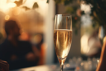 Glass of champagne at a wedding reception
