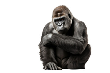 black gorilla on white background - obrazy, fototapety, plakaty