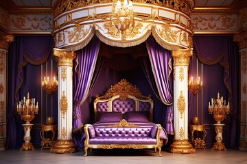 Princess bedroom in royal house. Ai art