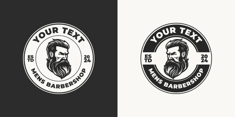 Set of vintage barbershop emblems, labels, badges, logos.