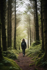 Naklejka na ściany i meble woman standing in forest