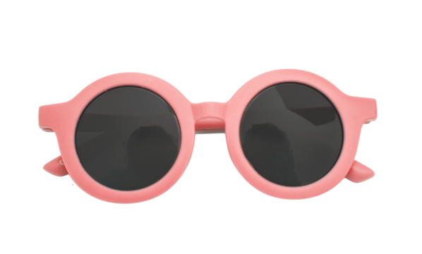 Sunglasses isolated on transparent background, children pastel pink round frame eyeglasses, PNG,	