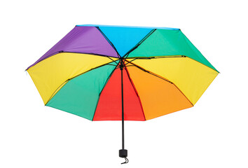 Rainbow colors umbrella isolated on transparent background, PNG, Weather protection, pride concept.