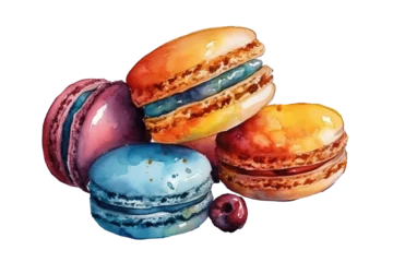 Keuken spatwand met foto Illustration watercolor of set of macaron. © raindear