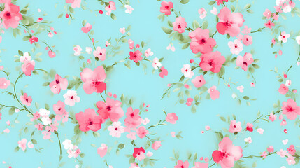 Seamless watercolor painting pattern with beautiful flowering branches. Generative.