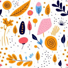 Floral abstract retro pop art boho repeat pattern
