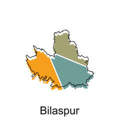 Map of Bilaspur, Himachal Pradesh modern geometric illustration, map of India country vector design template