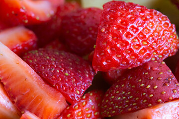 Macro shot of sliced strawberries - Powered by Adobe