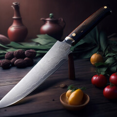 kitchen knife, kitchen, food art, Chinese custom knife, food photography