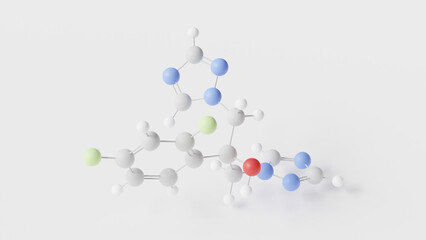 fluconazole molecule 3d, molecular structure, ball and stick model, structural chemical formula antifungal medication