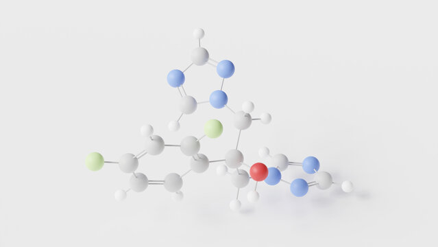 fluconazole molecule 3d, molecular structure, ball and stick model, structural chemical formula antifungal medication